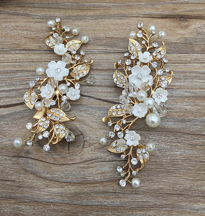 Delicate 2 Piece Gold Floral Bridal Headpiece