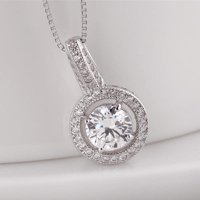 Luxury Cubic Zirconia 925 Sterling Silver Wedding Necklace