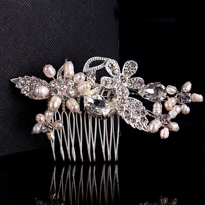 Freshwater Pearl & Rhinestone Wedding Headpiece