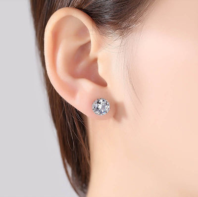 Large Crown Shape Cubic Zirconia Stud Earrings