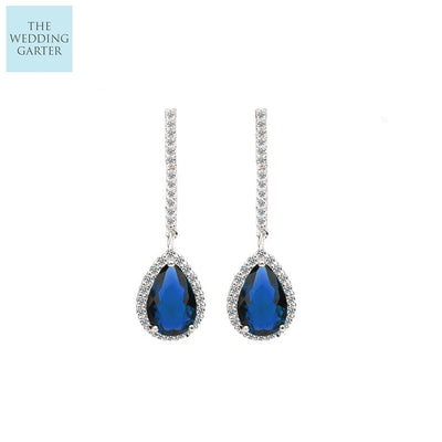 tear drop blue wedding earrings