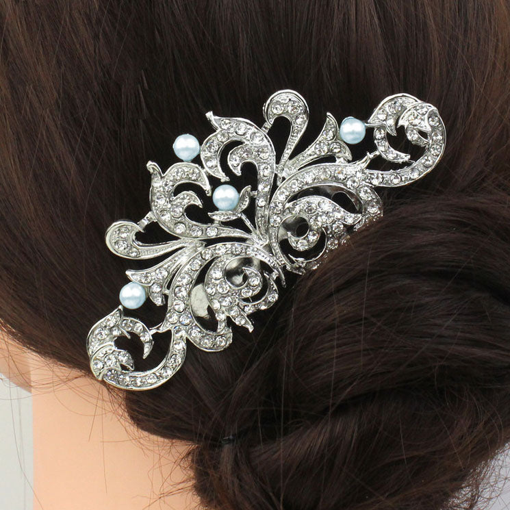 Intricate Vintage Style Bridal Hair Comb With Pearl & Crystal (2 Colours)