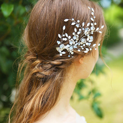 Vintage Rustic Style Silver & Blue Hair Clip