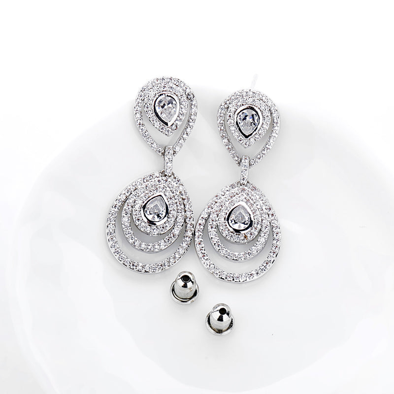 tear drop shape bridal earrings