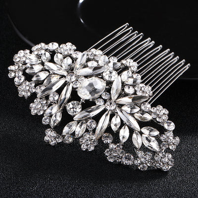Silver Floral Bridal Hair Accessories Comb