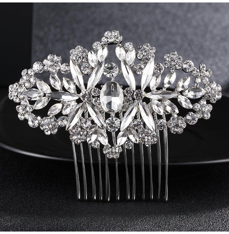 Silver Floral Bridal Hair Accessories Comb