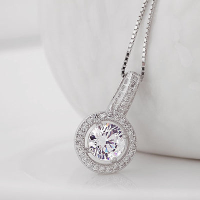 Luxury Cubic Zirconia 925 Sterling Silver Wedding Necklace