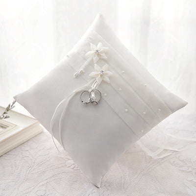 Arabella Satin Floral Ring Pillow Ring Bearer Pillow