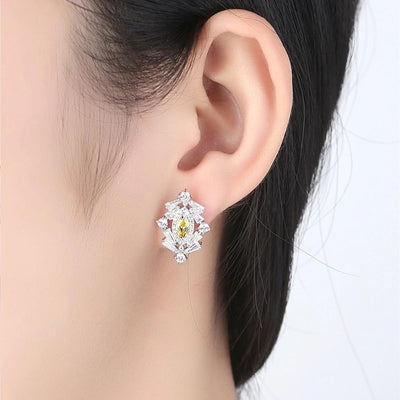 Vintage Style Yellow Cubic Ziconia Stud Earrings