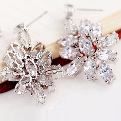 Cubic Zirconia Diamond Long Dangle Brides Earrings