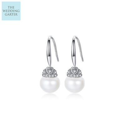 Sweet Real Pearl Drop Sterling Silver Bridal Earrings