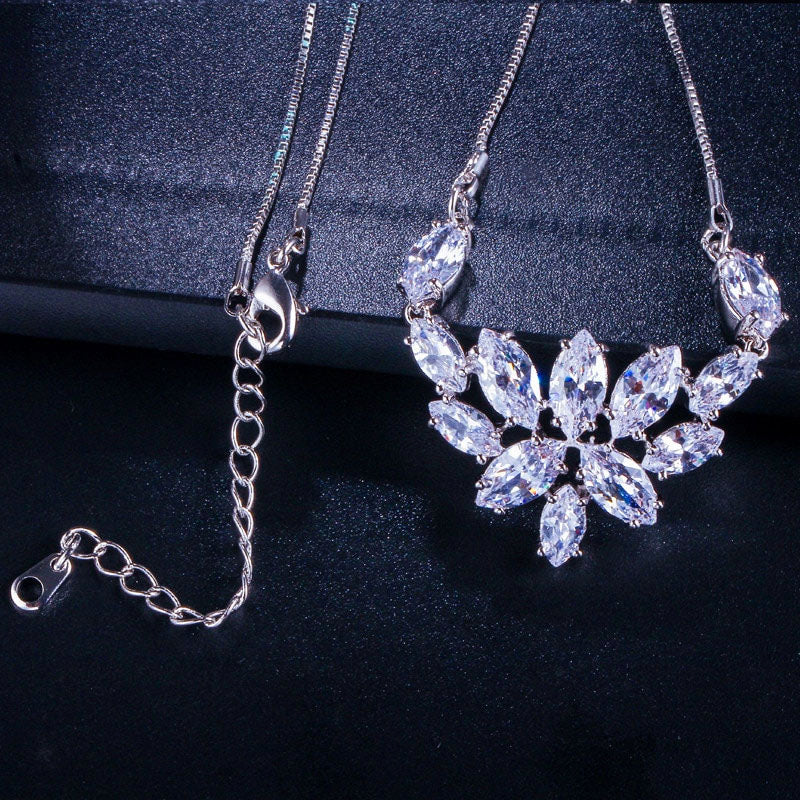 Delicate Marquise Cubic Zirconia Diamond Wedding Necklace