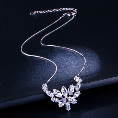 Delicate Marquise Cubic Zirconia Diamond Wedding Necklace