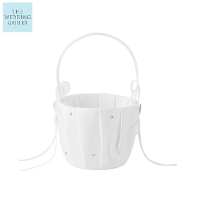 white flower girl basket online