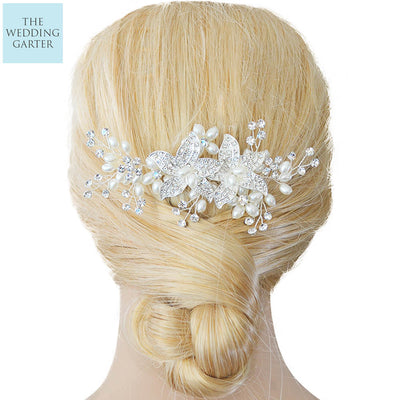 Silver Wedding Hair Accessories Comb With Pearls