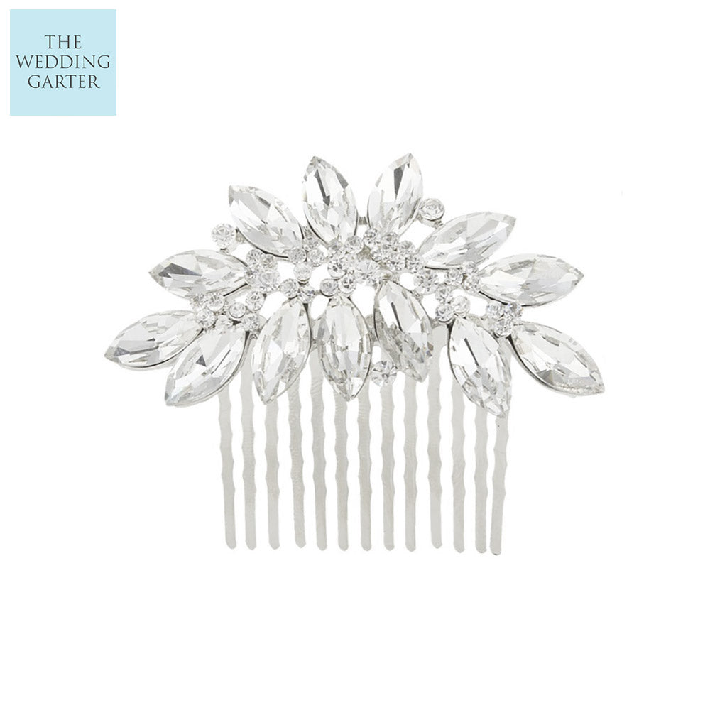 rhinestone silver wedding hair comb