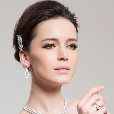 Oval Micro Paved Delicate Drop Bridal Earrings Online