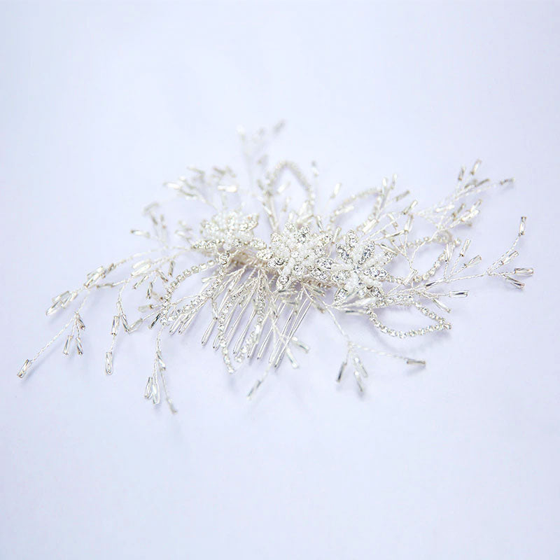 Ivory Floral Crystal Bridal Headpiece Comb