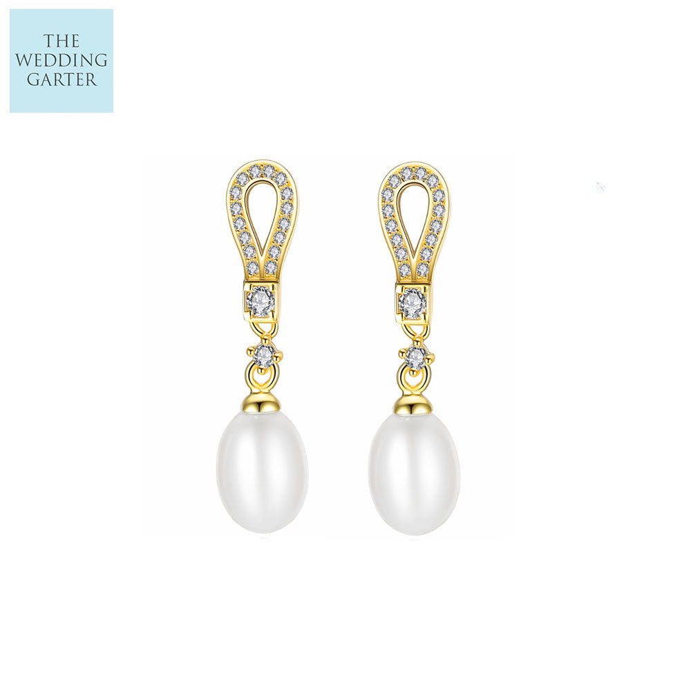 real pearl gold earrings
