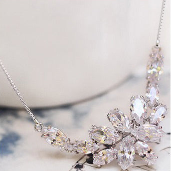 Delicate Marquise Cubic Zirconia Diamond Wedding Necklace