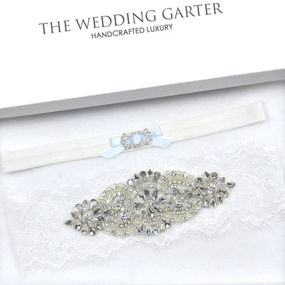 white eye lash lace bridal garter