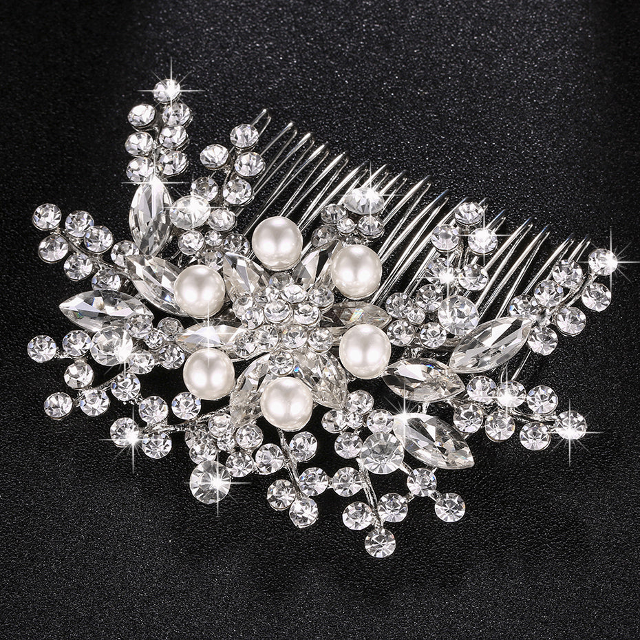 Exqusite Pearl & Crystal Bridal Headpiece Comb