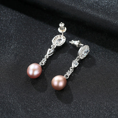 natural pearl pink earrings