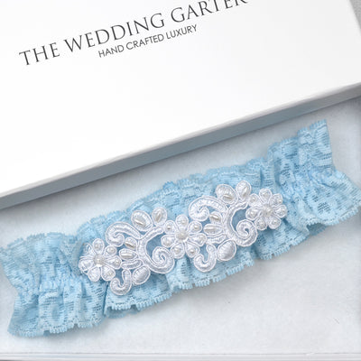 Eden Blue Lace Wedding Garter For Brides