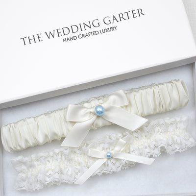 ivory satin wedding garter set