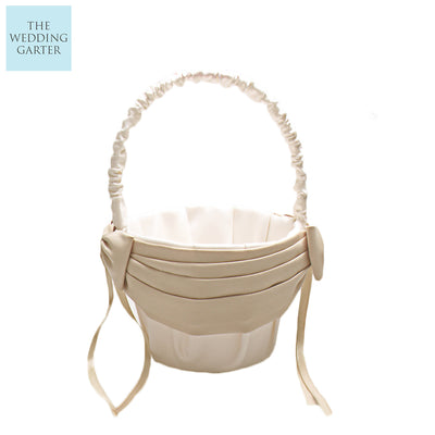 ivory gold flower girl basket wedding favors