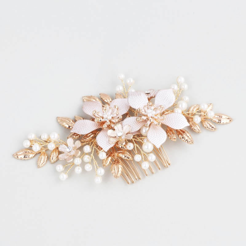 Handpainted Gold & Blush Pink Bridal Headpiece