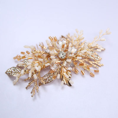 Beautiful Gold & Bronze Floral Headpiece Comb