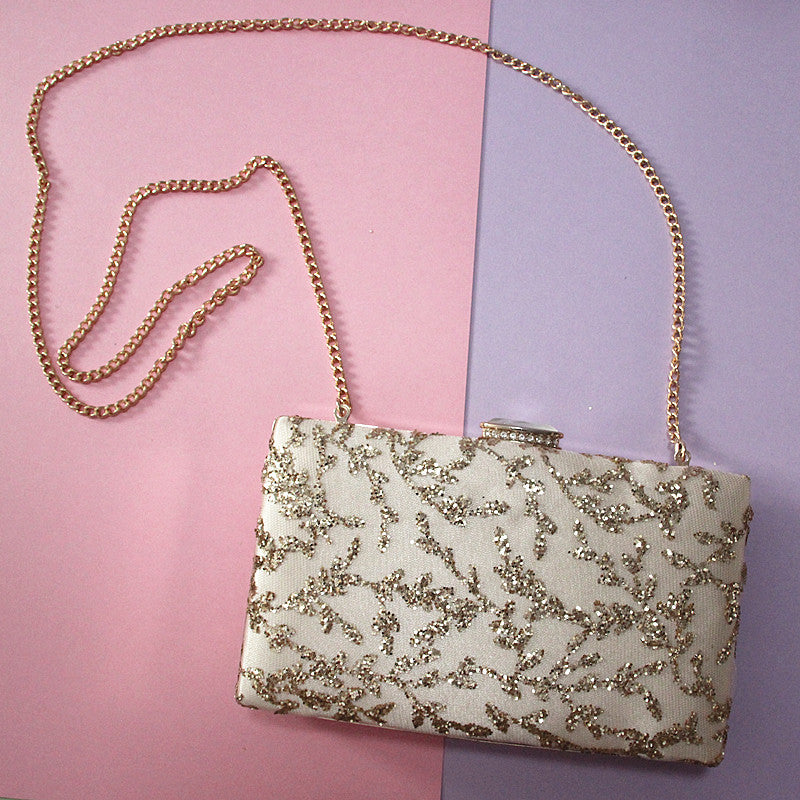 Vintage Style Gold & Champagne Slimline Event Clutch