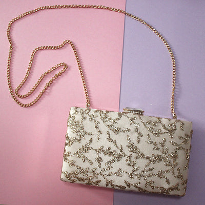 Vintage Style Gold & Champagne Slimline Event Clutch