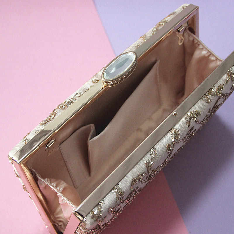 Vintage Style Gold & Champagne Slimline Event Clutch