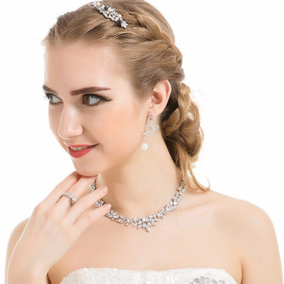 Shimmering CZ & Pearl Hair Clip For Bridal Hair Accessories