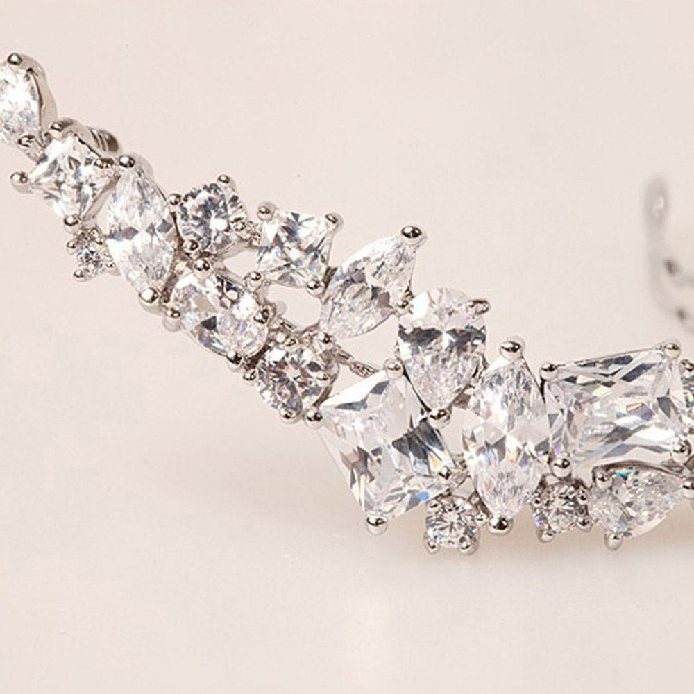 Glistening Bridal Headpiece Cubic Zirconia Diamond Bridal Hair Clip