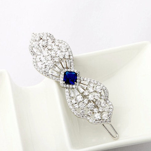 CZ Diamond Blue Bridal Hair Clip Hair Accessories