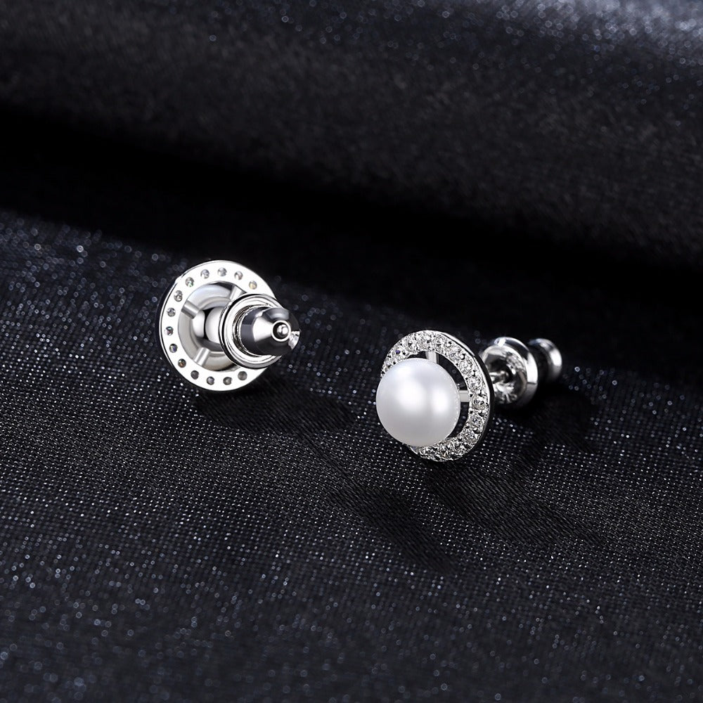 Dainty Real Pearl & Sterling Silver Stud Earrings