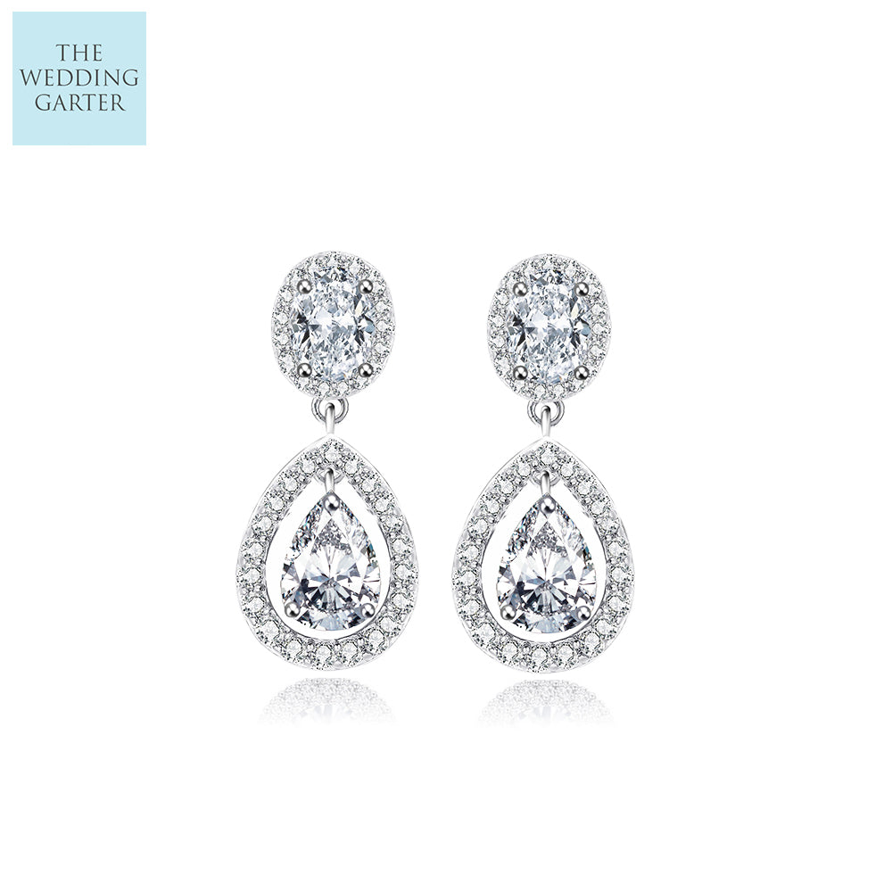 Luxury Water Drop Cubic Zirconia Women's Bridal Earrings