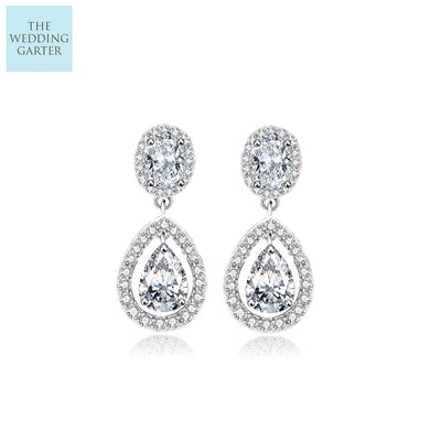 Luxury Water Drop Cubic Zirconia Women's Bridal Earrings