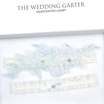blue wedding garter set
