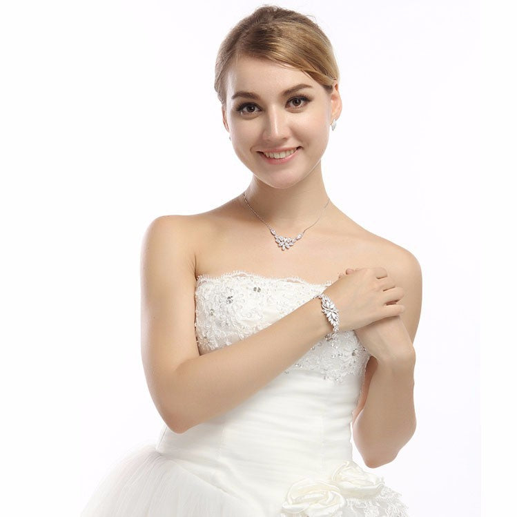 Delicate Marquise Cubic Zirconia Diamond Wedding Necklace