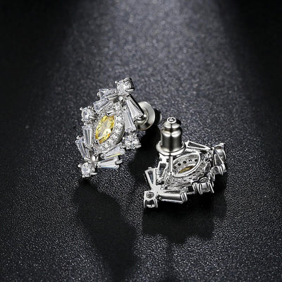 Vintage Style Yellow Cubic Ziconia Stud Earrings
