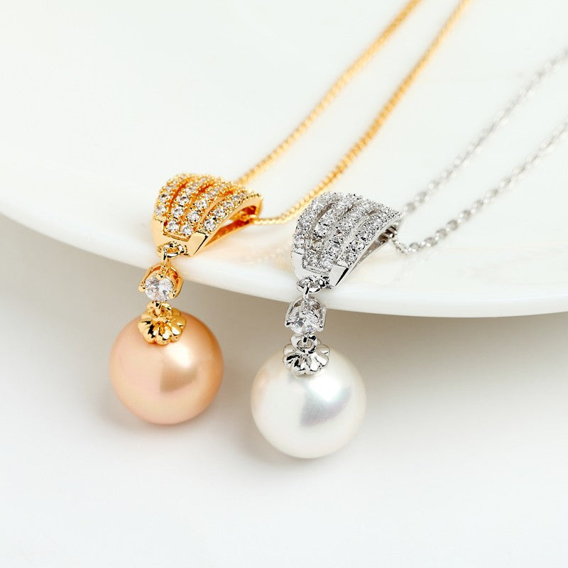 Champagne Gold Pearl & Diamond Wedding Jewellery Set for Brides