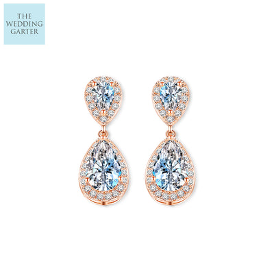 Classic Womens CZ Diamond Gold Drop Earrings