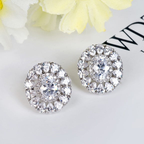 Sapphire Blue Cubic Zirconia Vintage Earrings