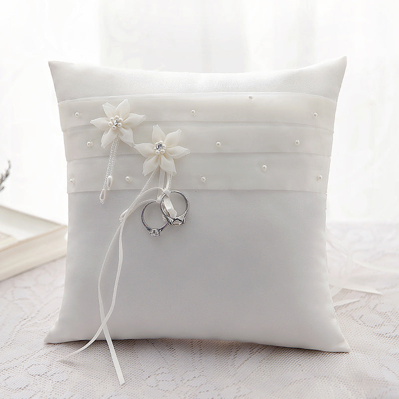 Arabella Satin Floral Ring Pillow Ring Bearer Pillow