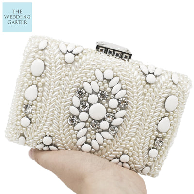 Pearl & Rhinestone Beaded Wedding Clutch