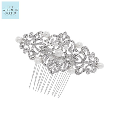 pearl and rhinestone hair comb